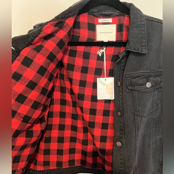 Thread & Supply Flannel Lined Denim Jacket NWT - Picture 4 of 5
